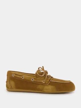 Cinnamon Faded Suede Boat Loafers