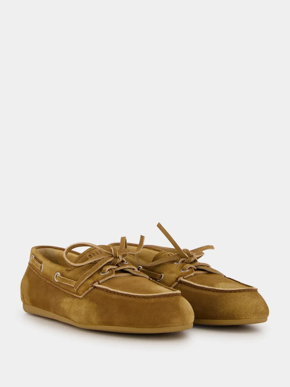 Cinnamon Faded Suede Boat Loafers