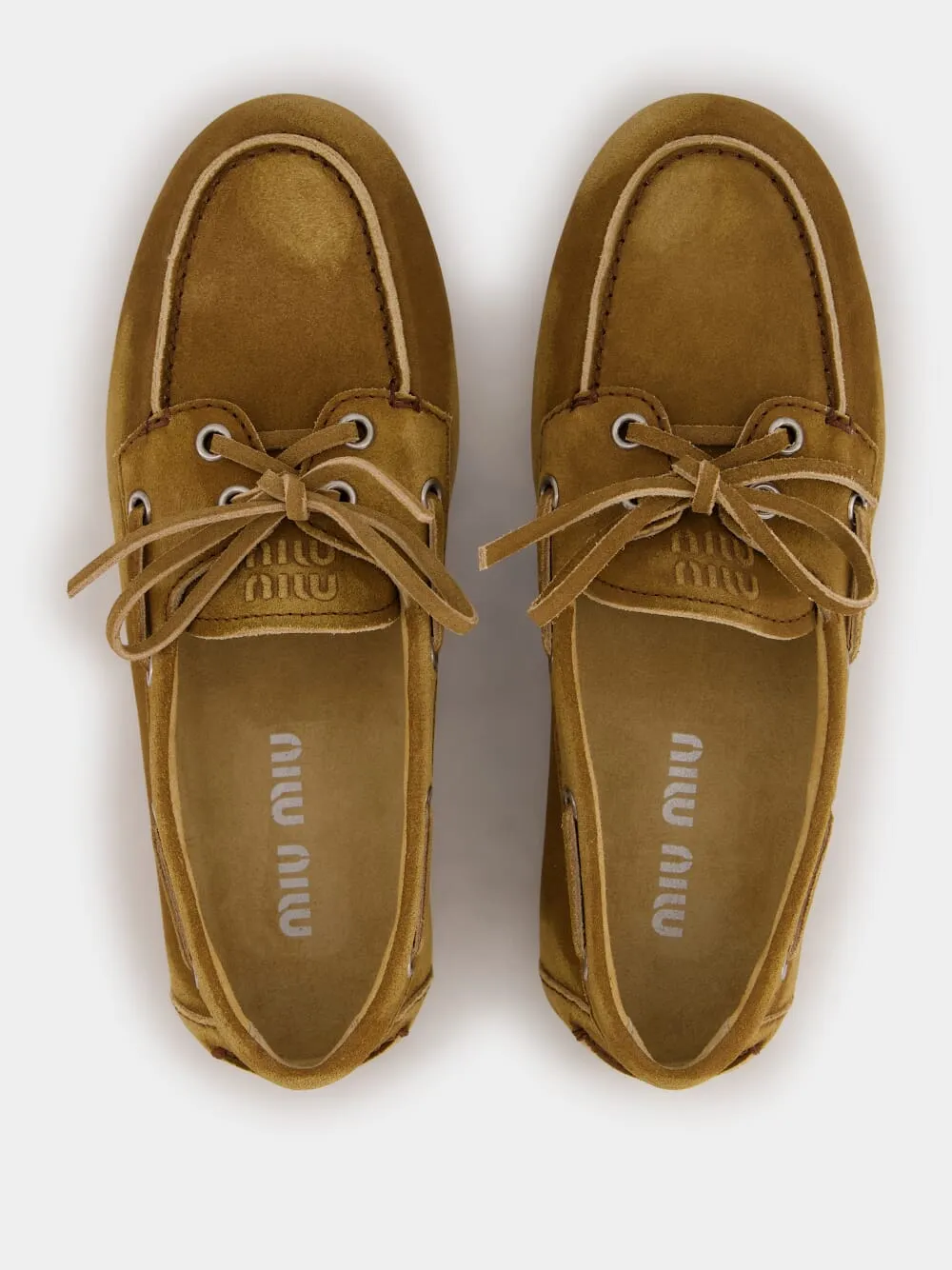 Cinnamon Faded Suede Boat Loafers