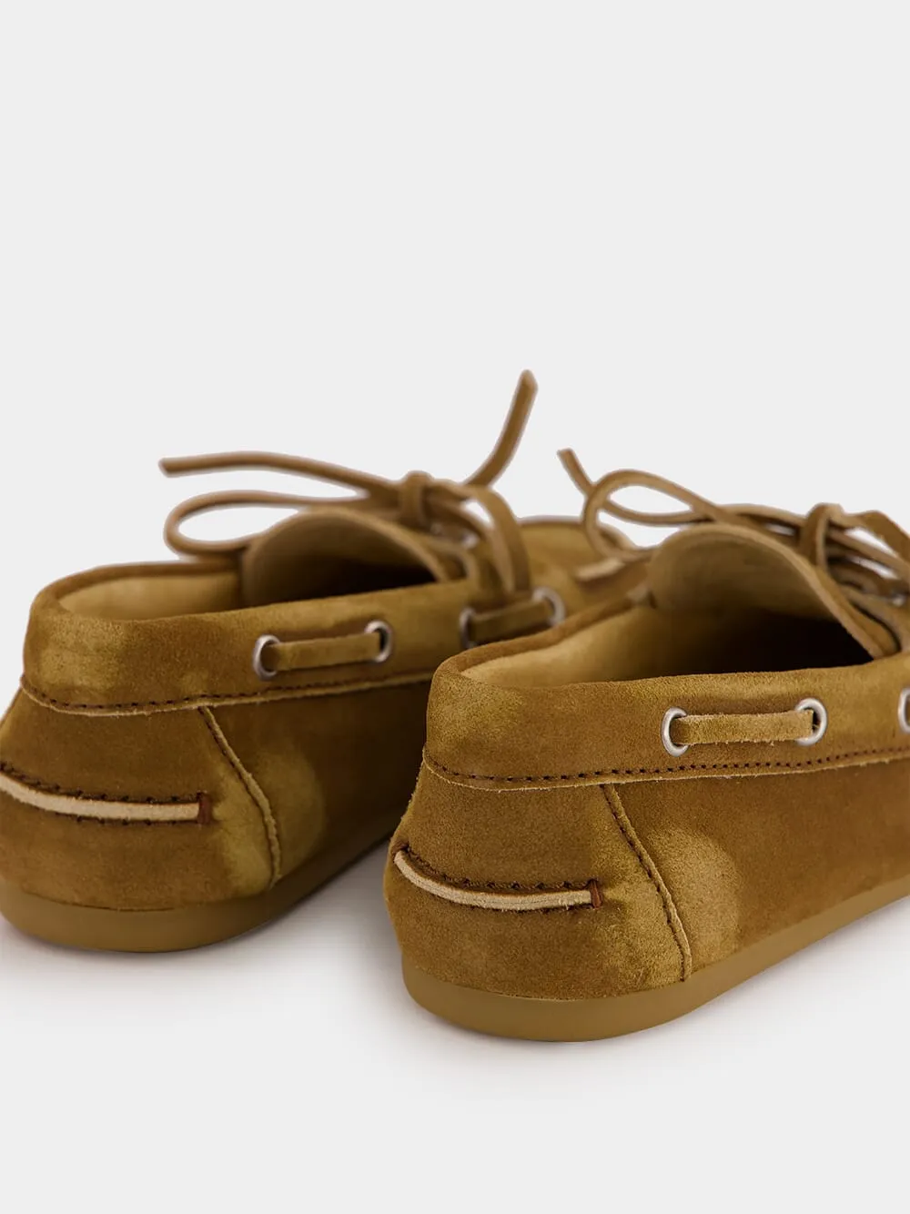 Cinnamon Faded Suede Boat Loafers