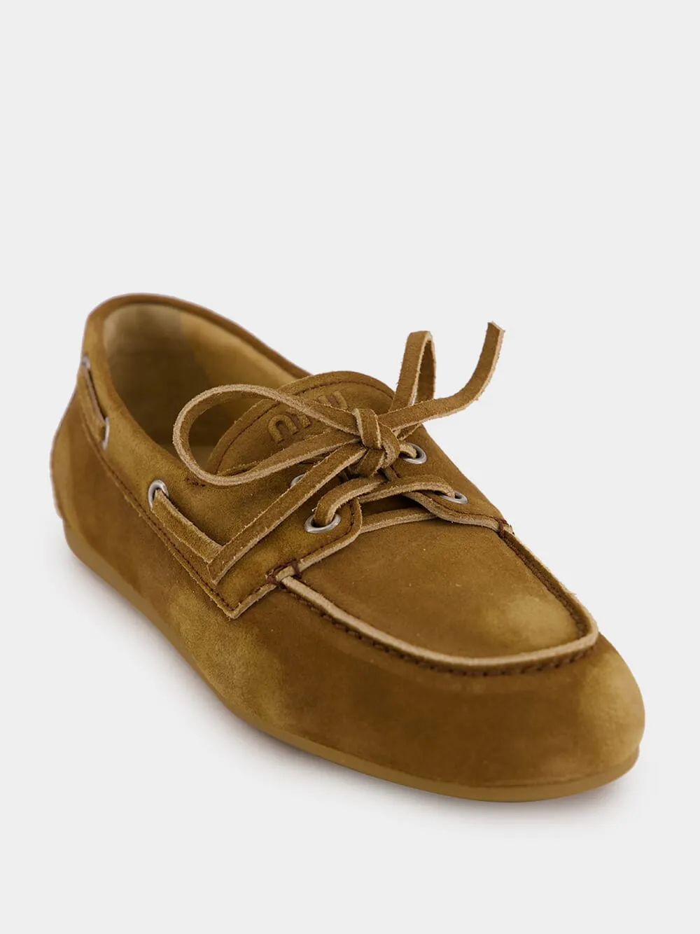 Cinnamon Faded Suede Boat Loafers