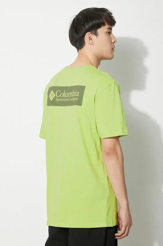 Columbia cotton t-shirt North Cascades green color