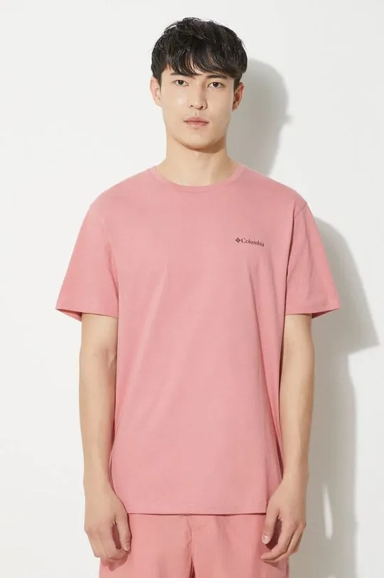 Columbia cotton t-shirt North Cascades pink color