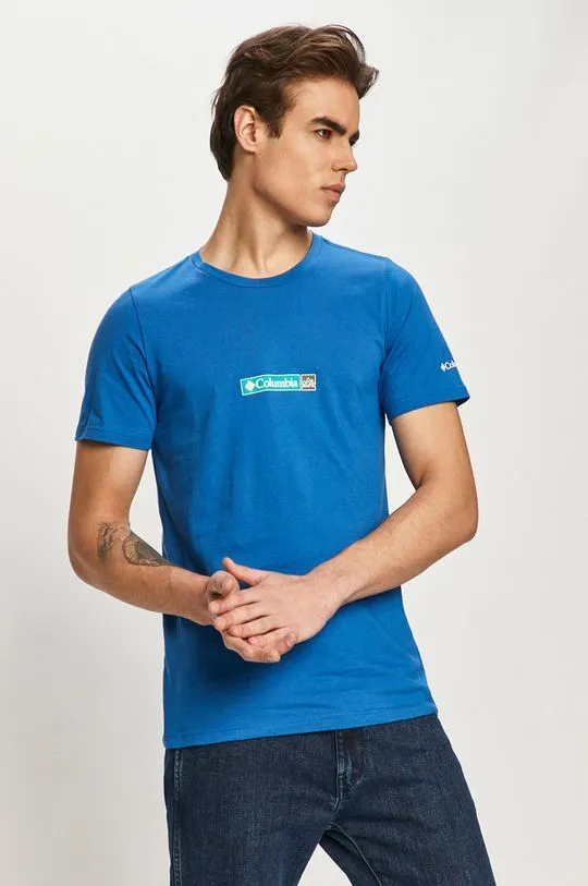 Columbia cotton T-shirt Rapid Ridge Back Graphic blue color