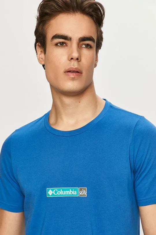 Columbia cotton T-shirt Rapid Ridge Back Graphic blue color