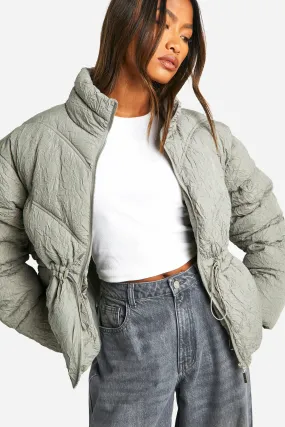 Crinkle Synch Waist Puffer Jacket