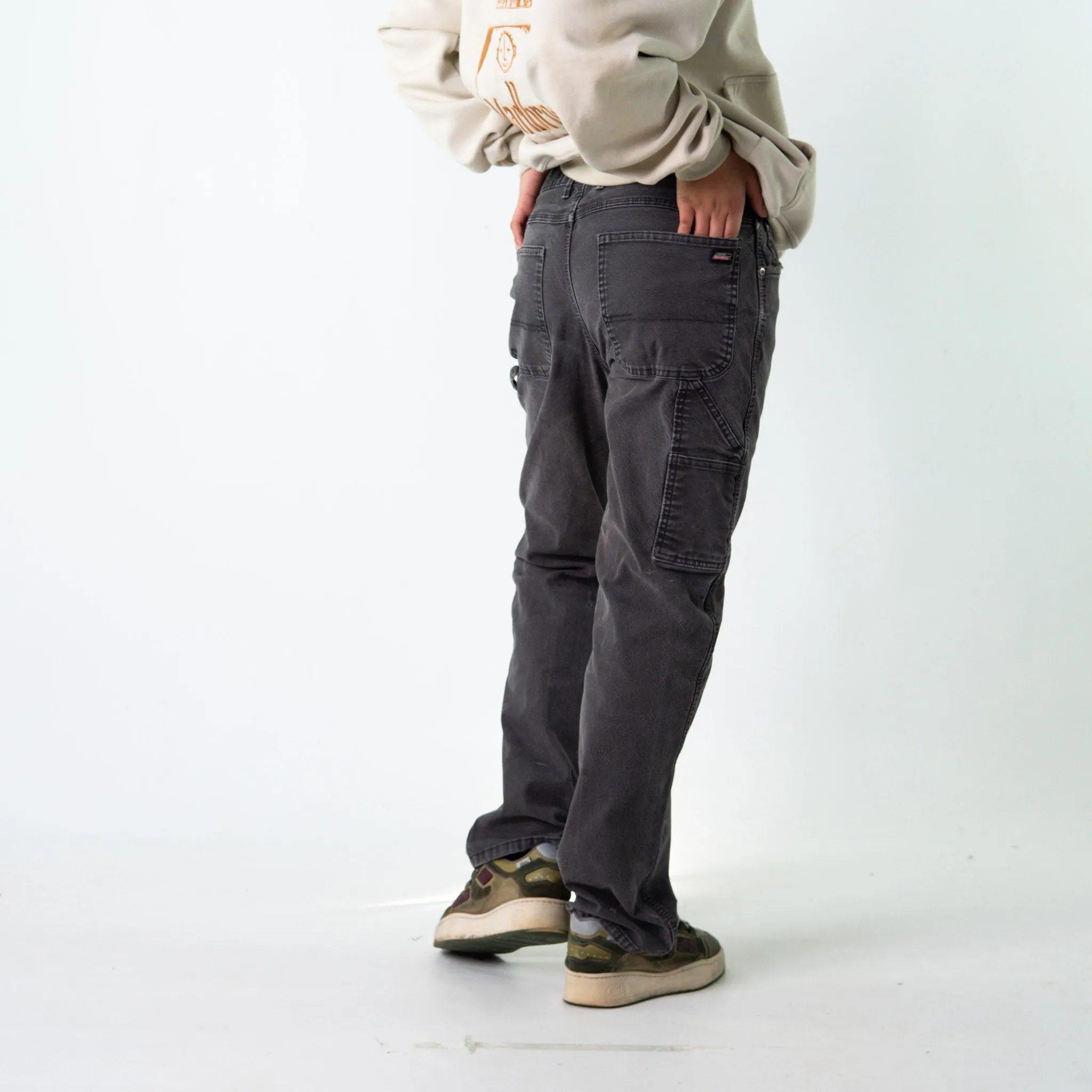 Dark Grey 90s Dickies  Cargo Skater Trousers Pants Jeans (34x32)