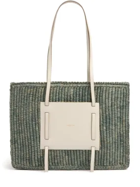 DeMellier   Capri raffia & leather tote bag 