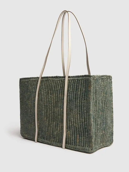 DeMellier   Capri raffia & leather tote bag 