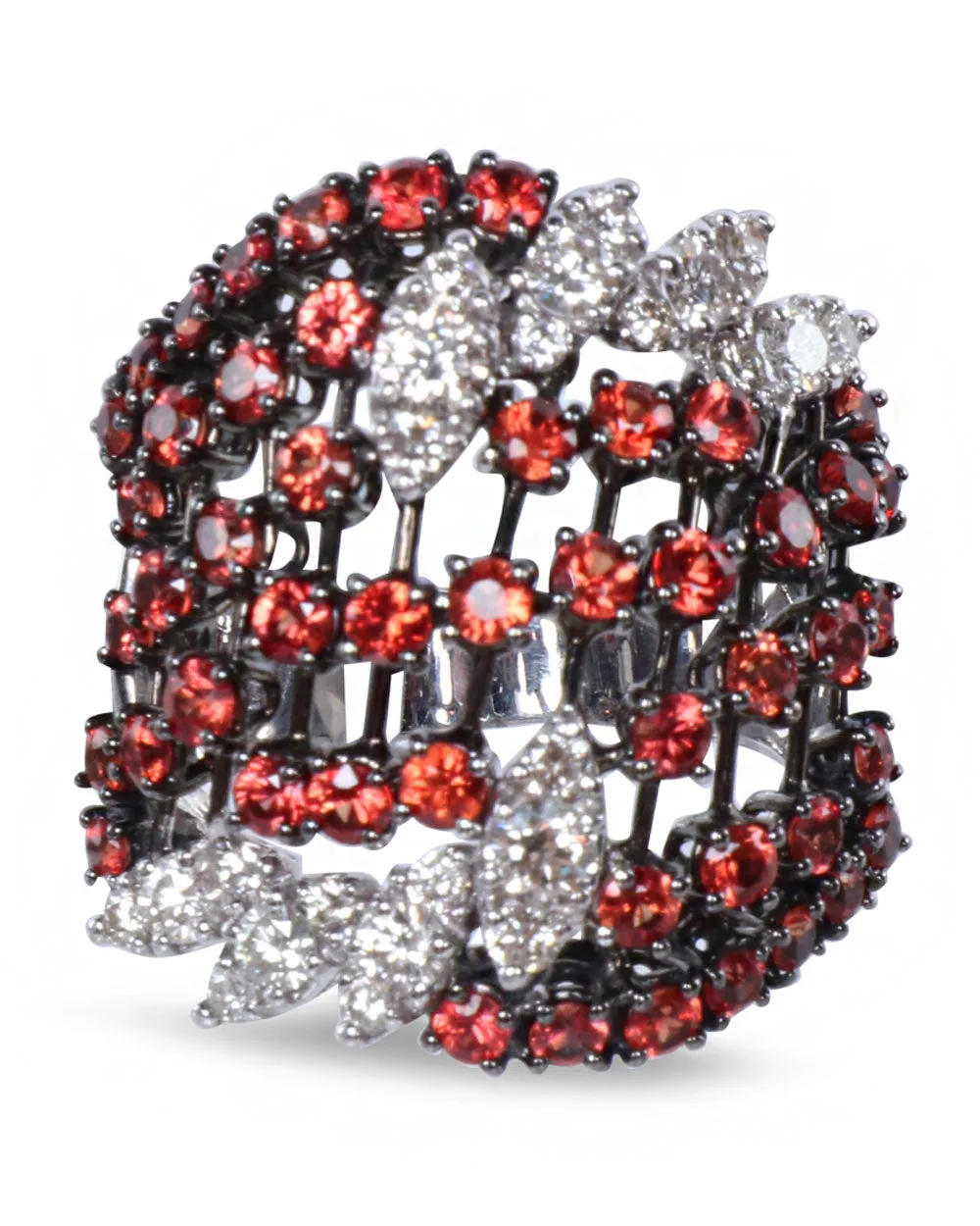 Diamond and Red Sapphire Ring