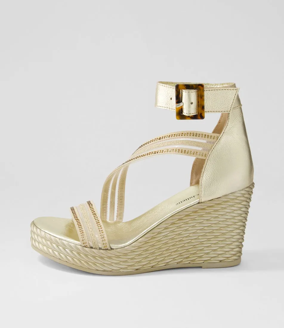 DJANGO & JULIETTE Estela Gold Vinylite Leather Sandals