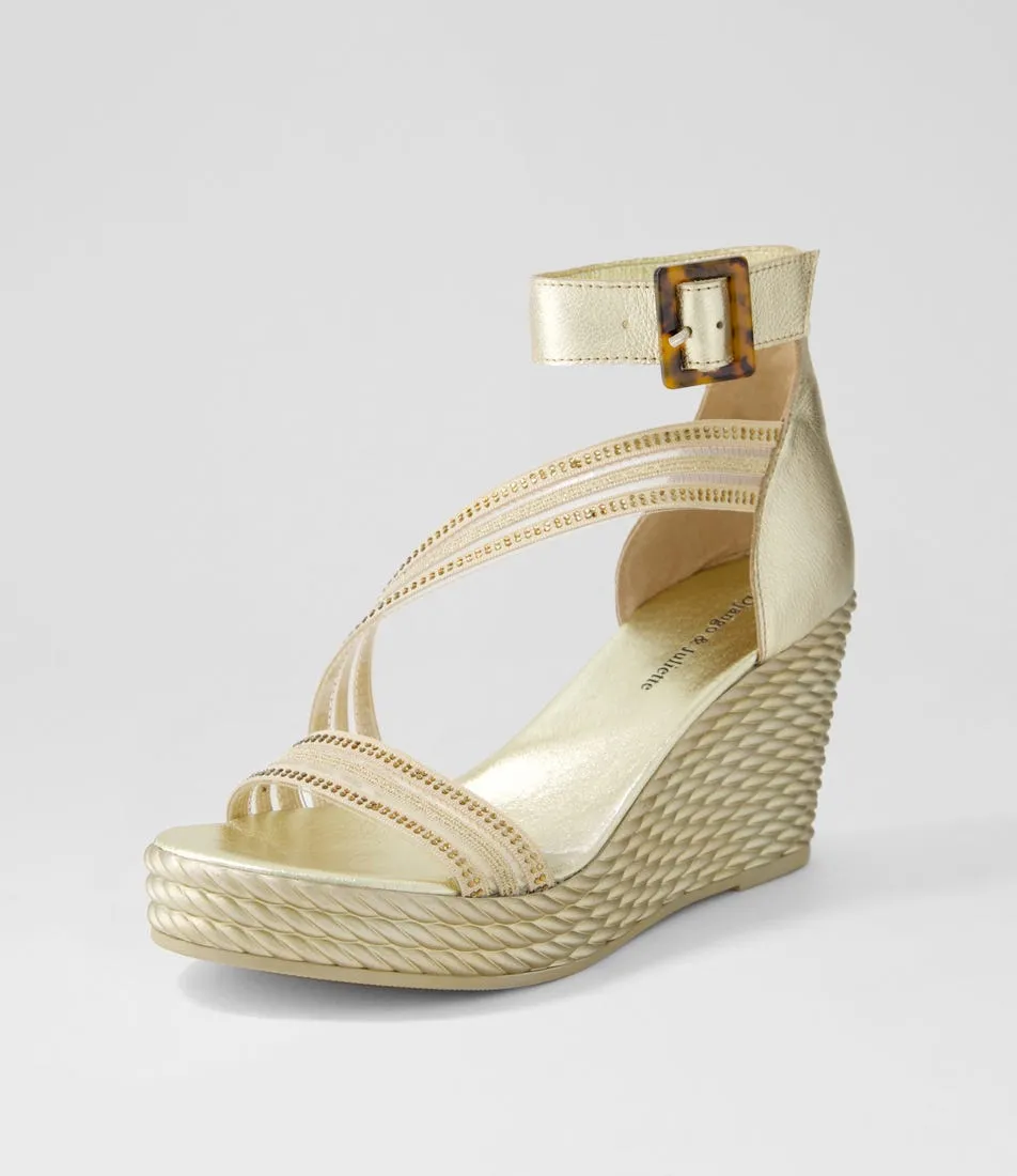 DJANGO & JULIETTE Estela Gold Vinylite Leather Sandals