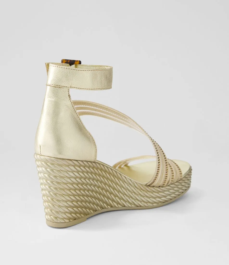 DJANGO & JULIETTE Estela Gold Vinylite Leather Sandals