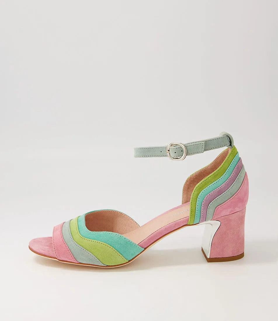 DJANGO & JULIETTE Jabaru Pastel Multi Suede Sandals