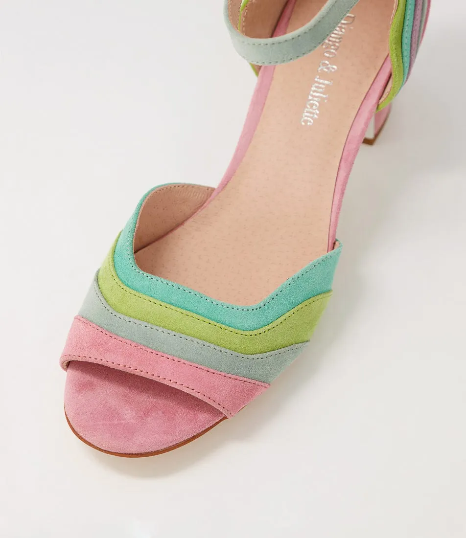 DJANGO & JULIETTE Jabaru Pastel Multi Suede Sandals