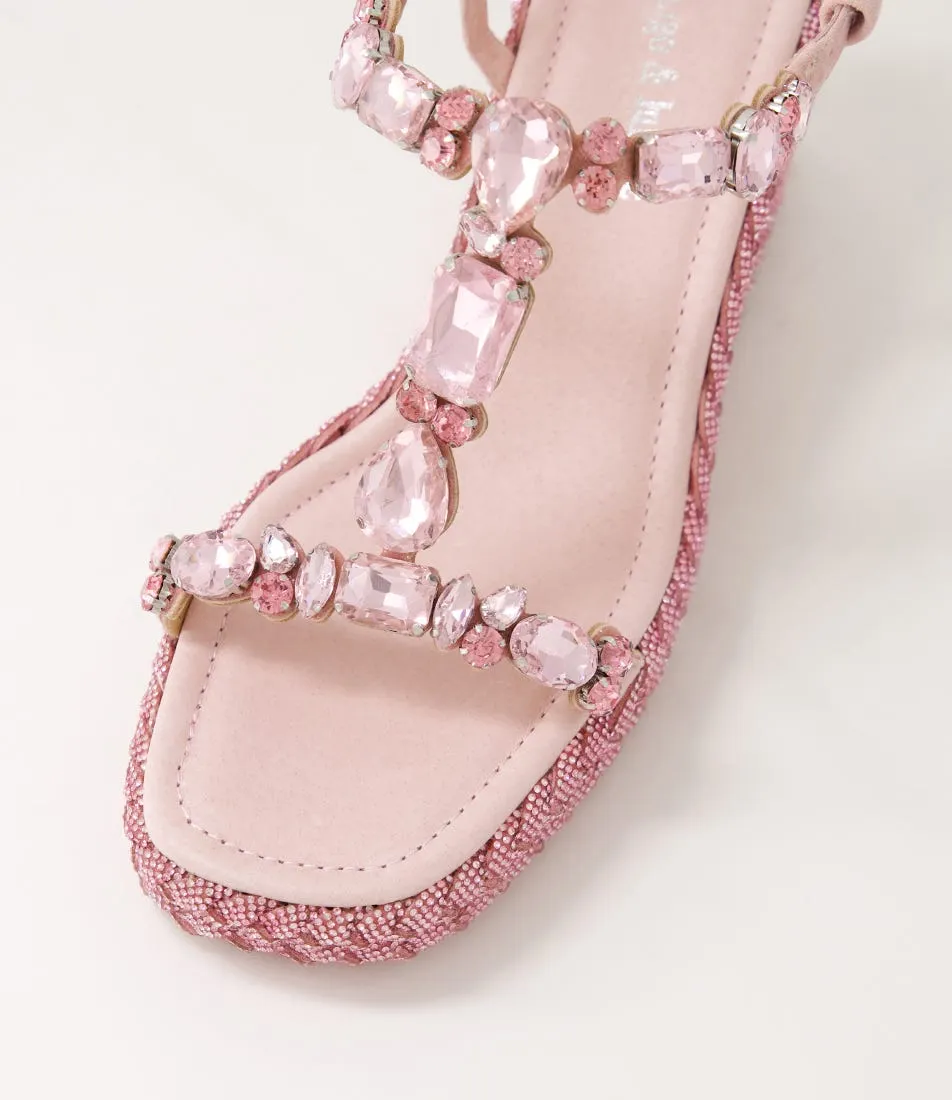 DJANGO & JULIETTE Vontey Pale Pink Suede Jewels Sandals