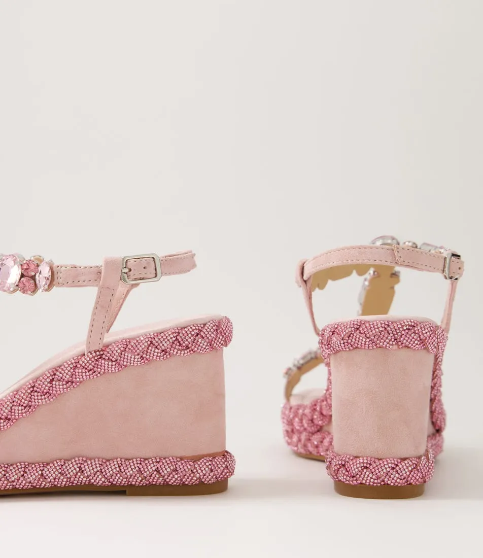 DJANGO & JULIETTE Vontey Pale Pink Suede Jewels Sandals