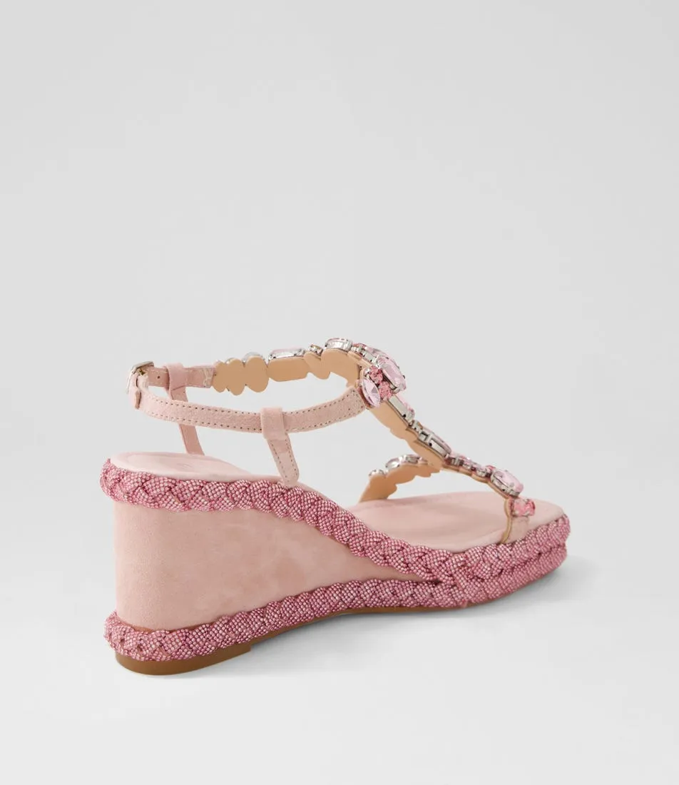 DJANGO & JULIETTE Vontey Pale Pink Suede Jewels Sandals