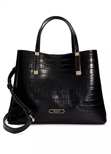 Dorry Black Croc Branded Hardware Tote Bag by Dune London | Look Again