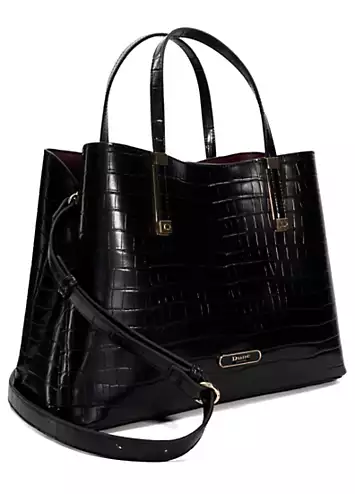 Dorry Black Croc Branded Hardware Tote Bag by Dune London | Look Again