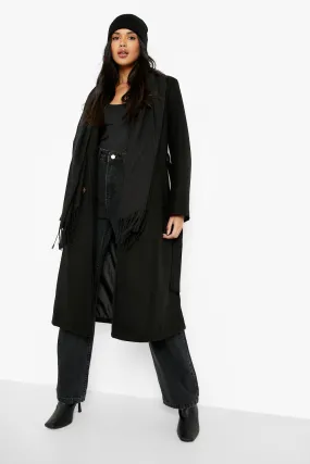 Double Breasted Belted Wool Look Coat