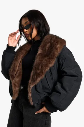 Faux Fur Collar Puffer Jacket