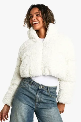 Faux Fur Crop Puffer Jacket