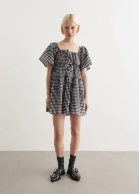 Ganni -  Seersucker Check Mini Layer Dress - Dress