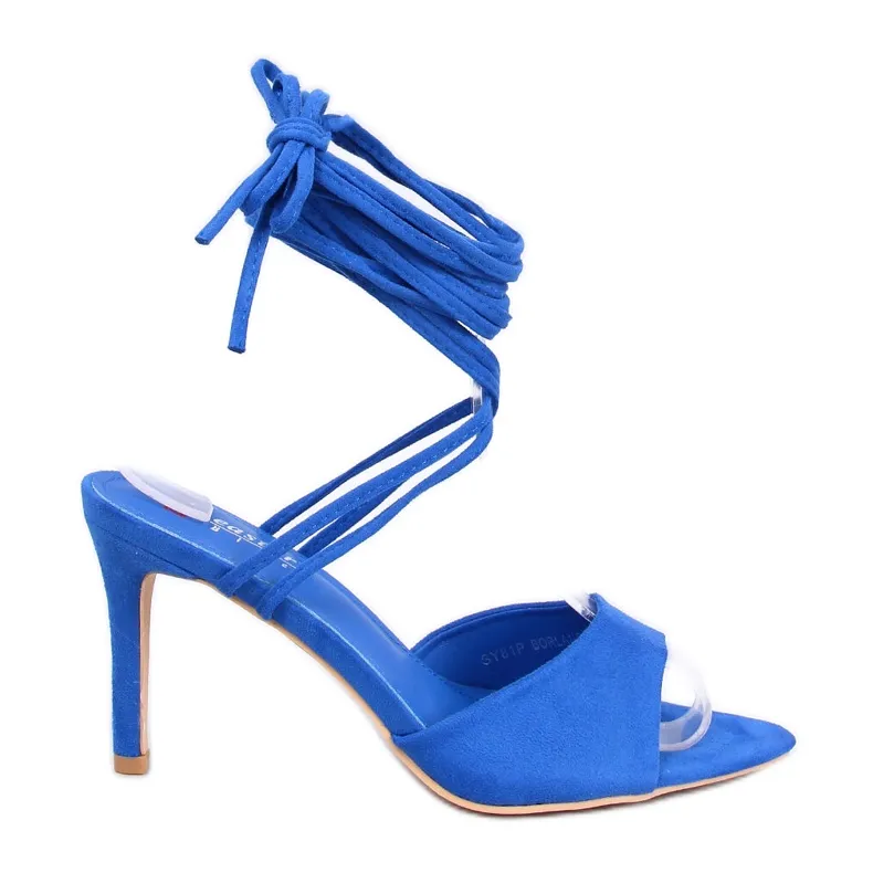 Gennaro Blue lace-up high-heeled sandals