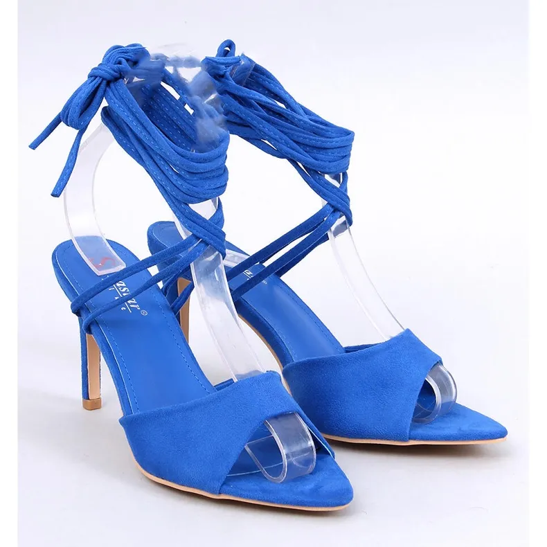 Gennaro Blue lace-up high-heeled sandals