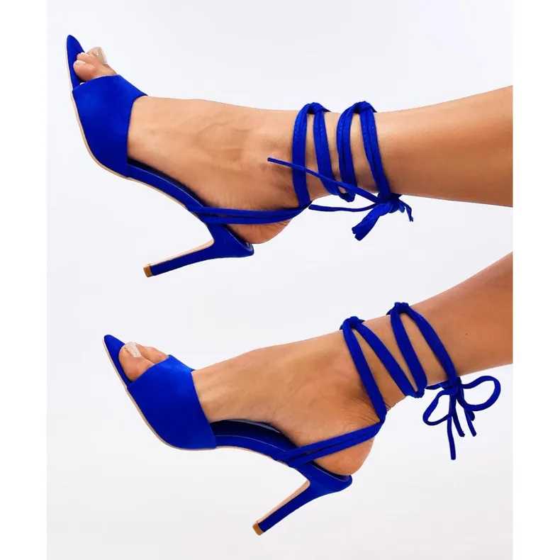 Gennaro Blue lace-up high-heeled sandals