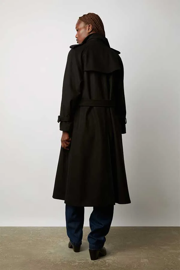 Gerard Darel SERGE BLACK WOOL TRENCH COAT