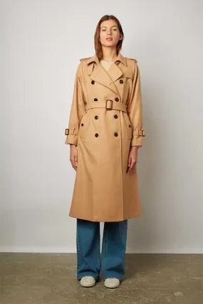 Gerard Darel SERGE CAMEL WOOL TRENCH COAT