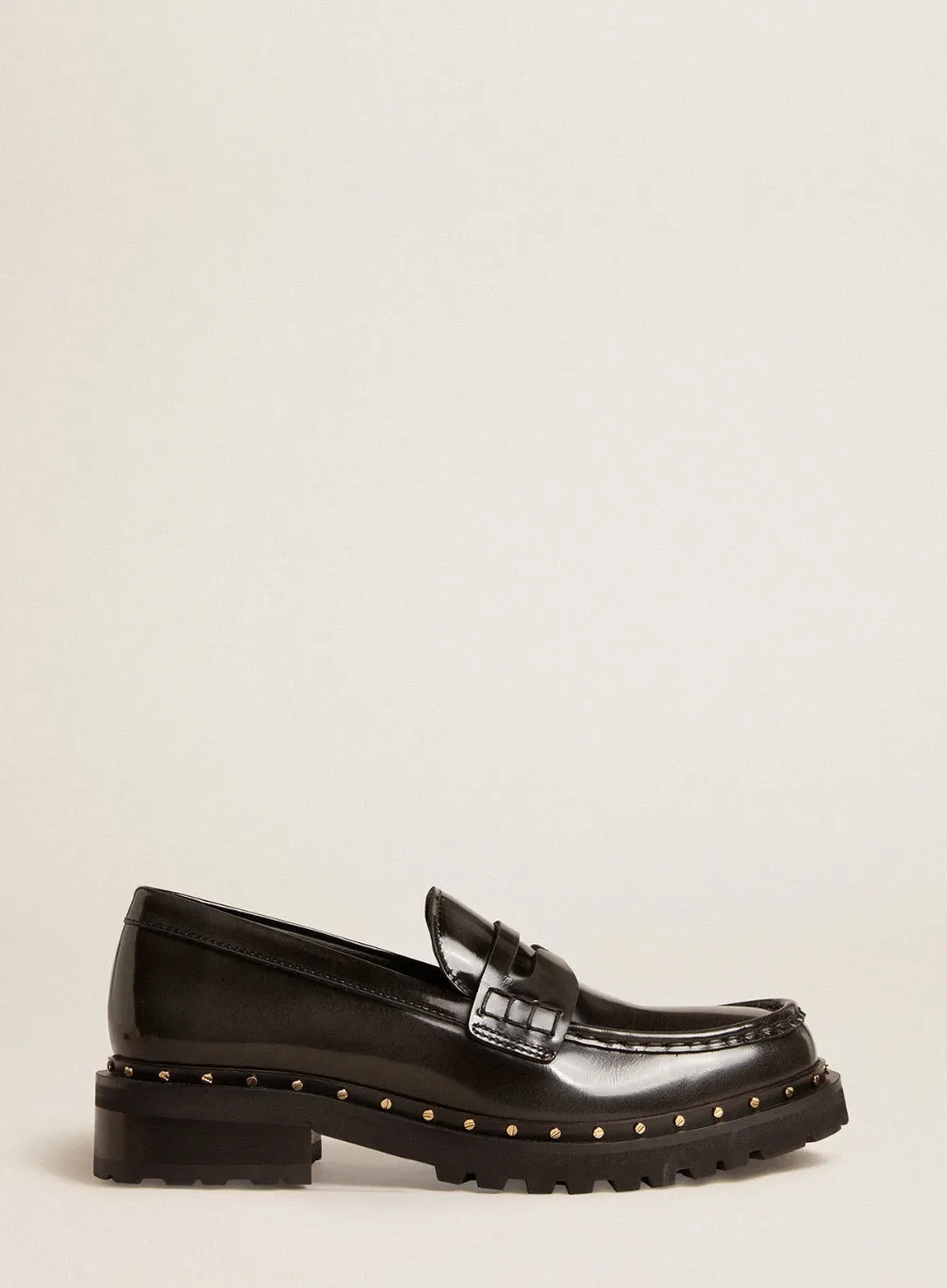 GOLDEN GOOSE | Studded Black Leather Chunky Loafers