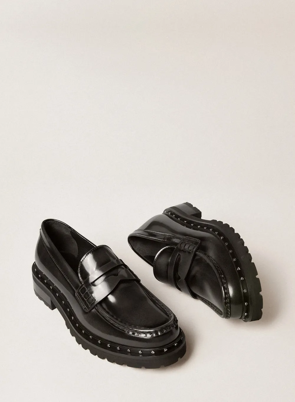 GOLDEN GOOSE | Studded Black Leather Chunky Loafers