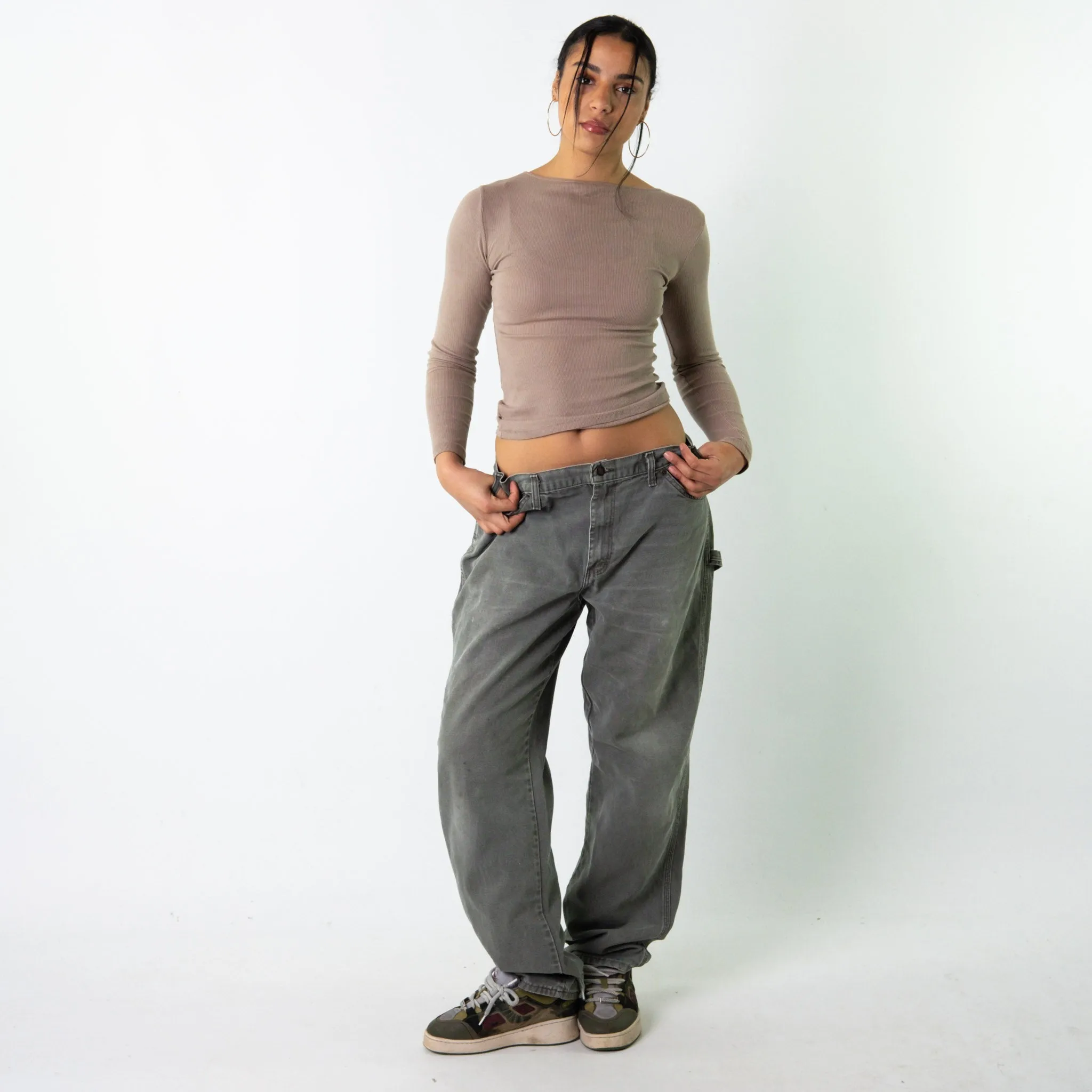 Green 90s Dickies  Cargo Skater Trousers Pants Jeans (33x33)