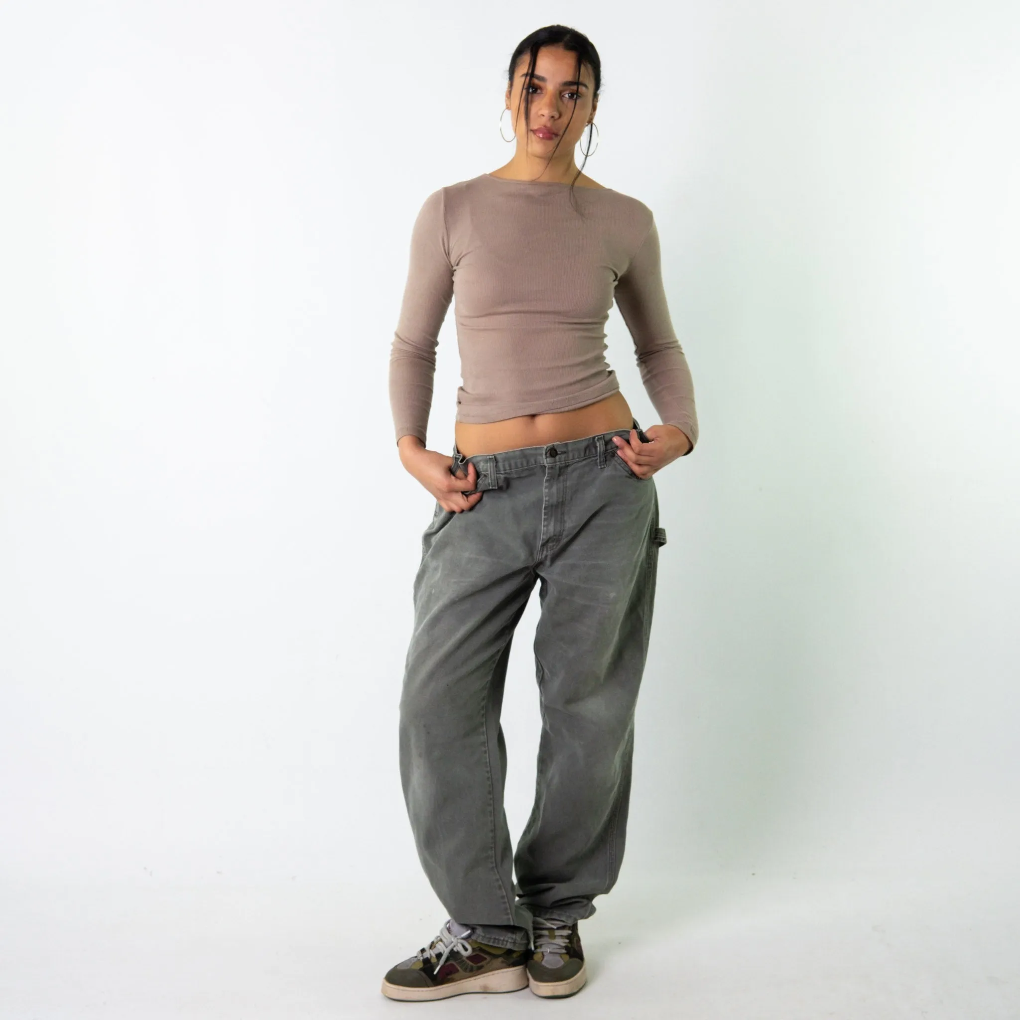 Green 90s Dickies  Cargo Skater Trousers Pants Jeans (33x33)