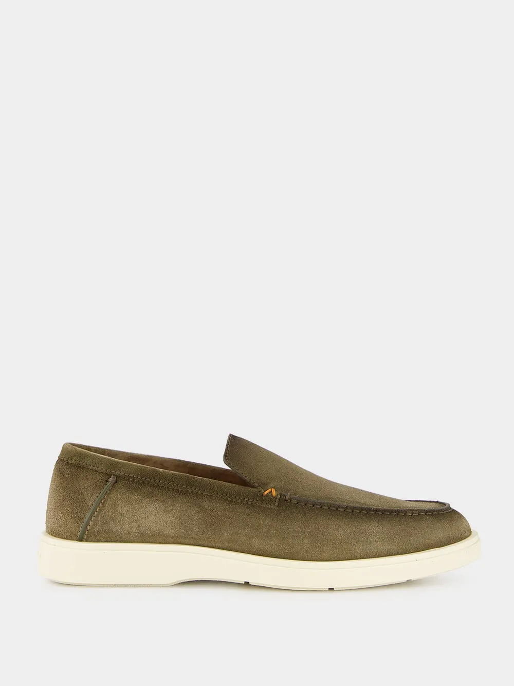 Green Nubuck Leather Suede Loafers