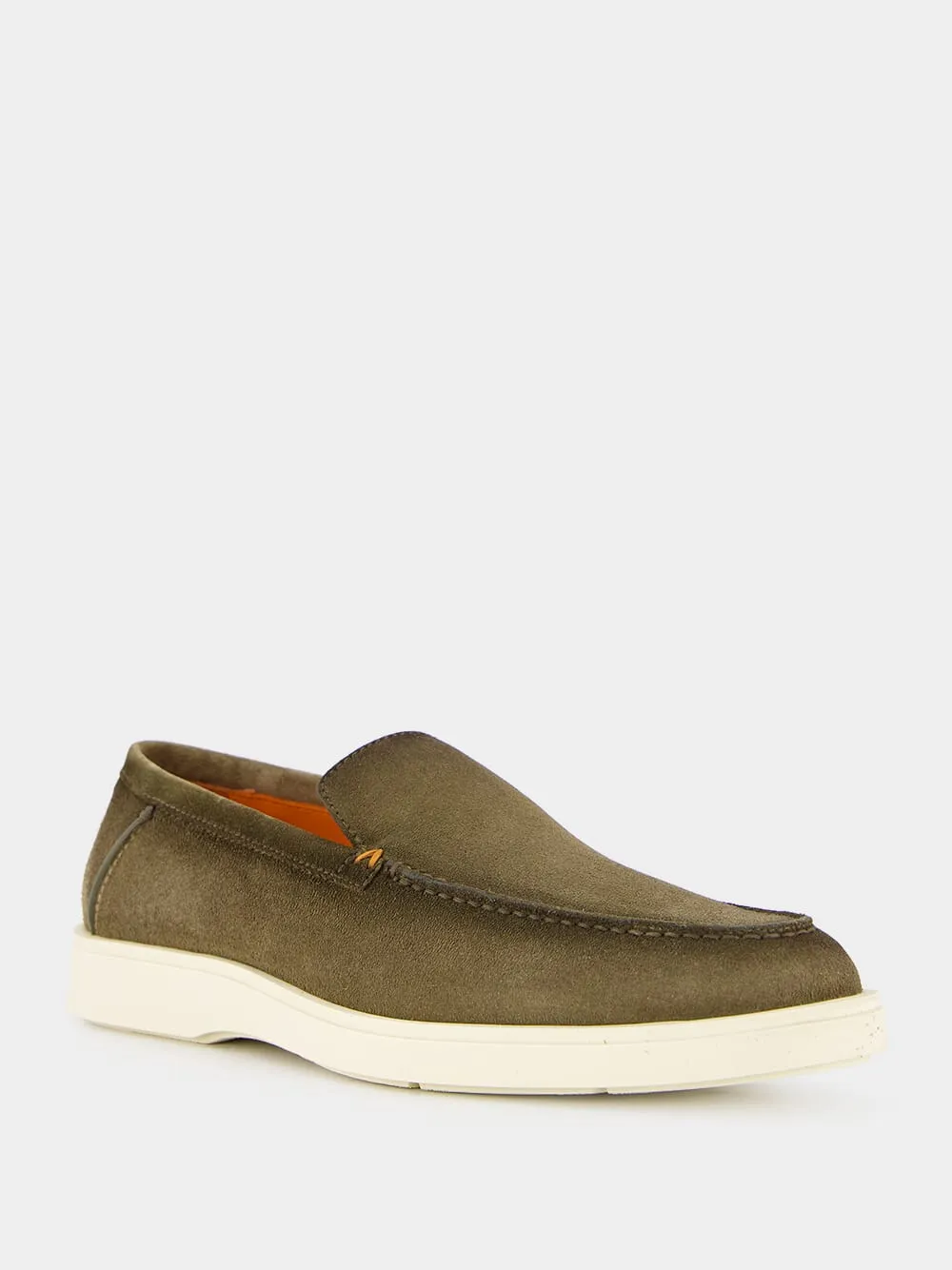 Green Nubuck Leather Suede Loafers