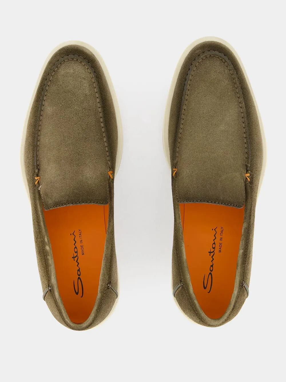 Green Nubuck Leather Suede Loafers