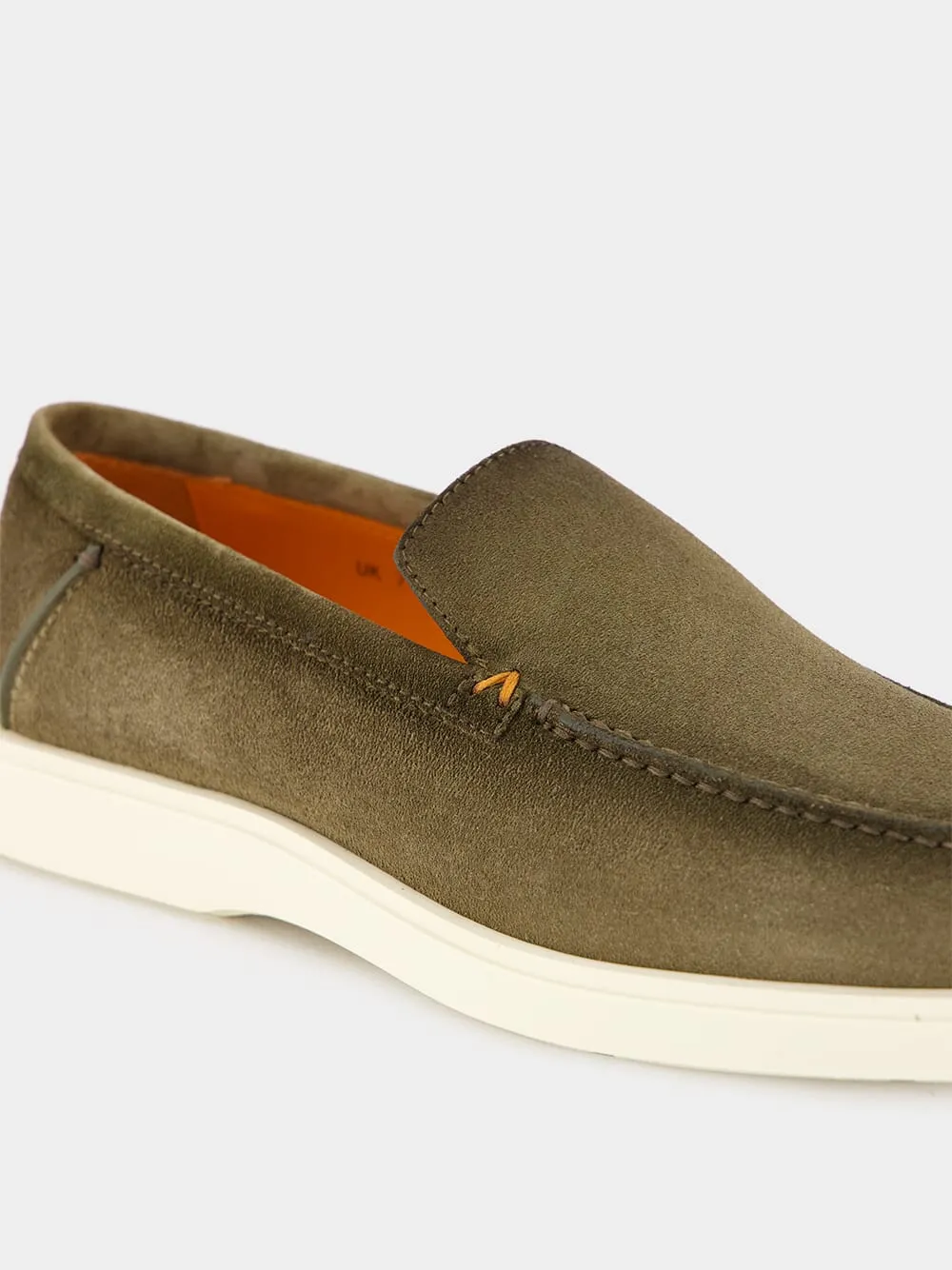 Green Nubuck Leather Suede Loafers