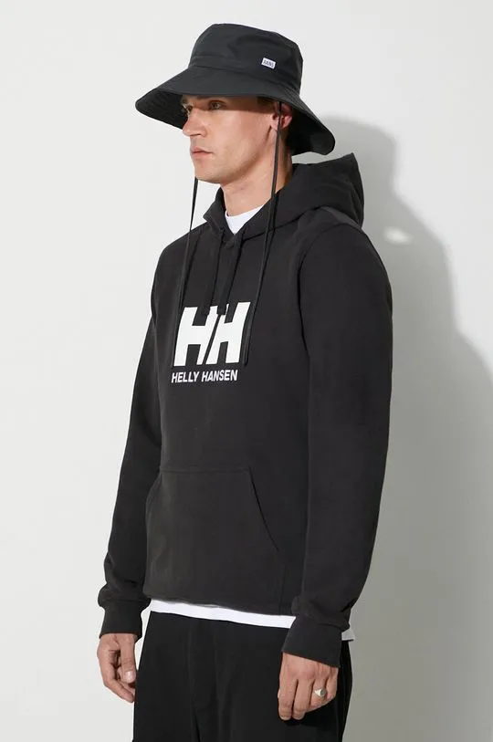 Helly Hansen cotton sweatshirt HH LOGO HOODIE men's black color 33977