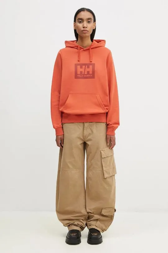 Helly Hansen cotton sweatshirt orange color