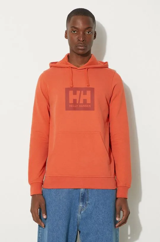 Helly Hansen cotton sweatshirt orange color