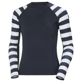 Helly Hansen Womens Waterwear Long Sleeve Navy Stripe Rash Vest