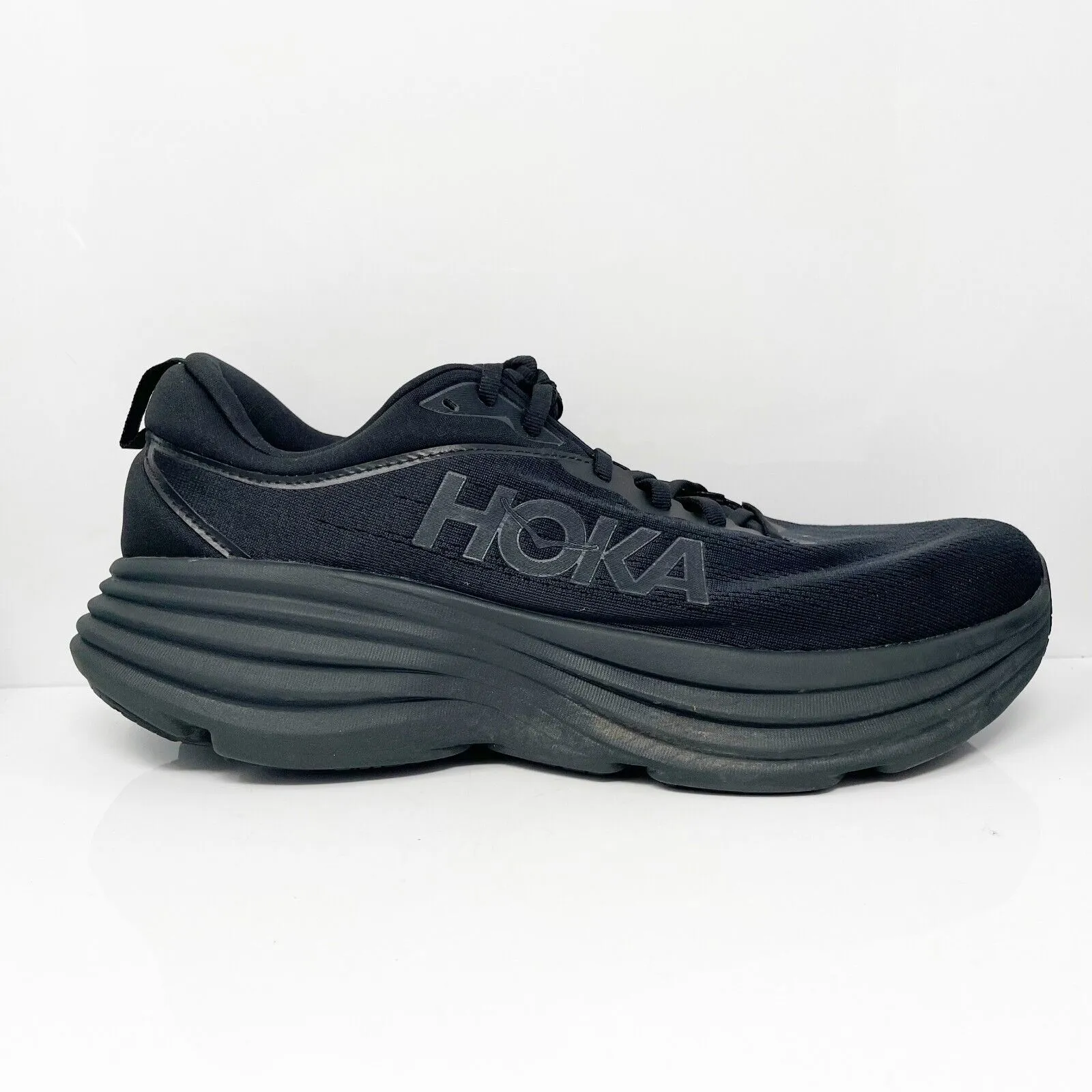 Hoka One One Mens Bondi 8 1123202 BBLC Black Running Shoes Sneakers Size 12 D