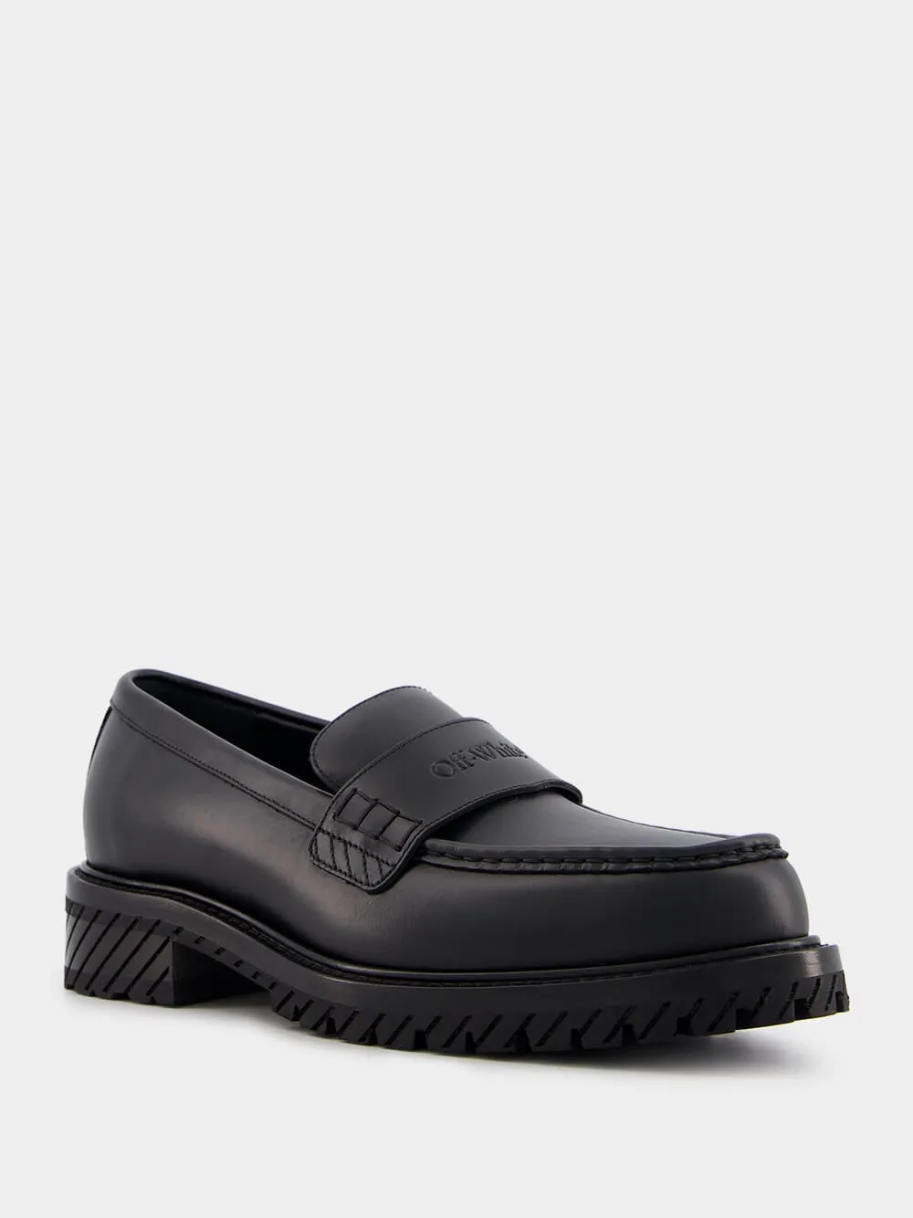 Leather Loafers with Debossed Logo