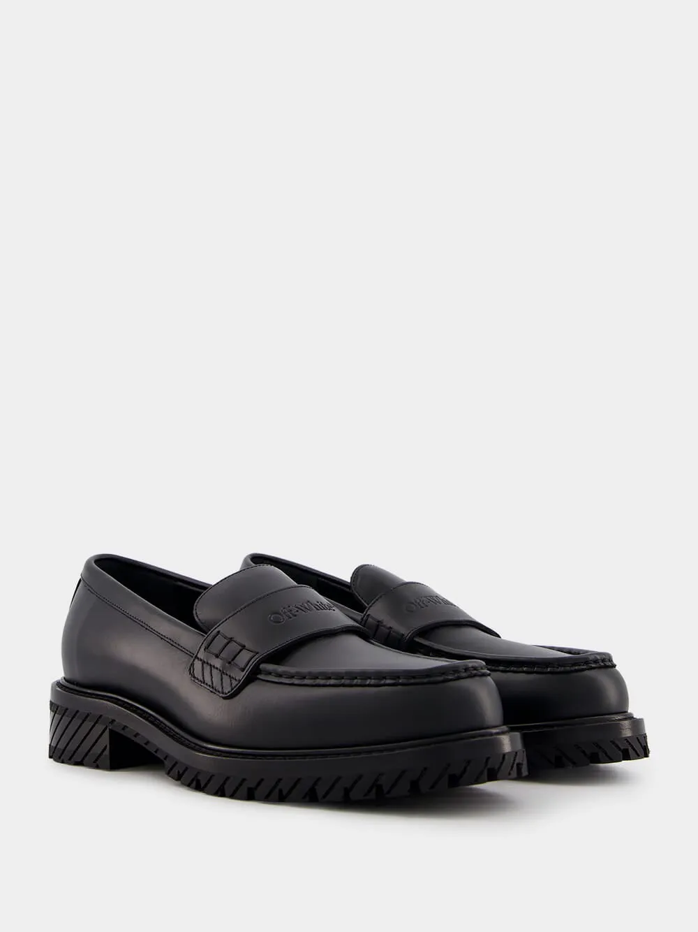 Leather Loafers with Debossed Logo