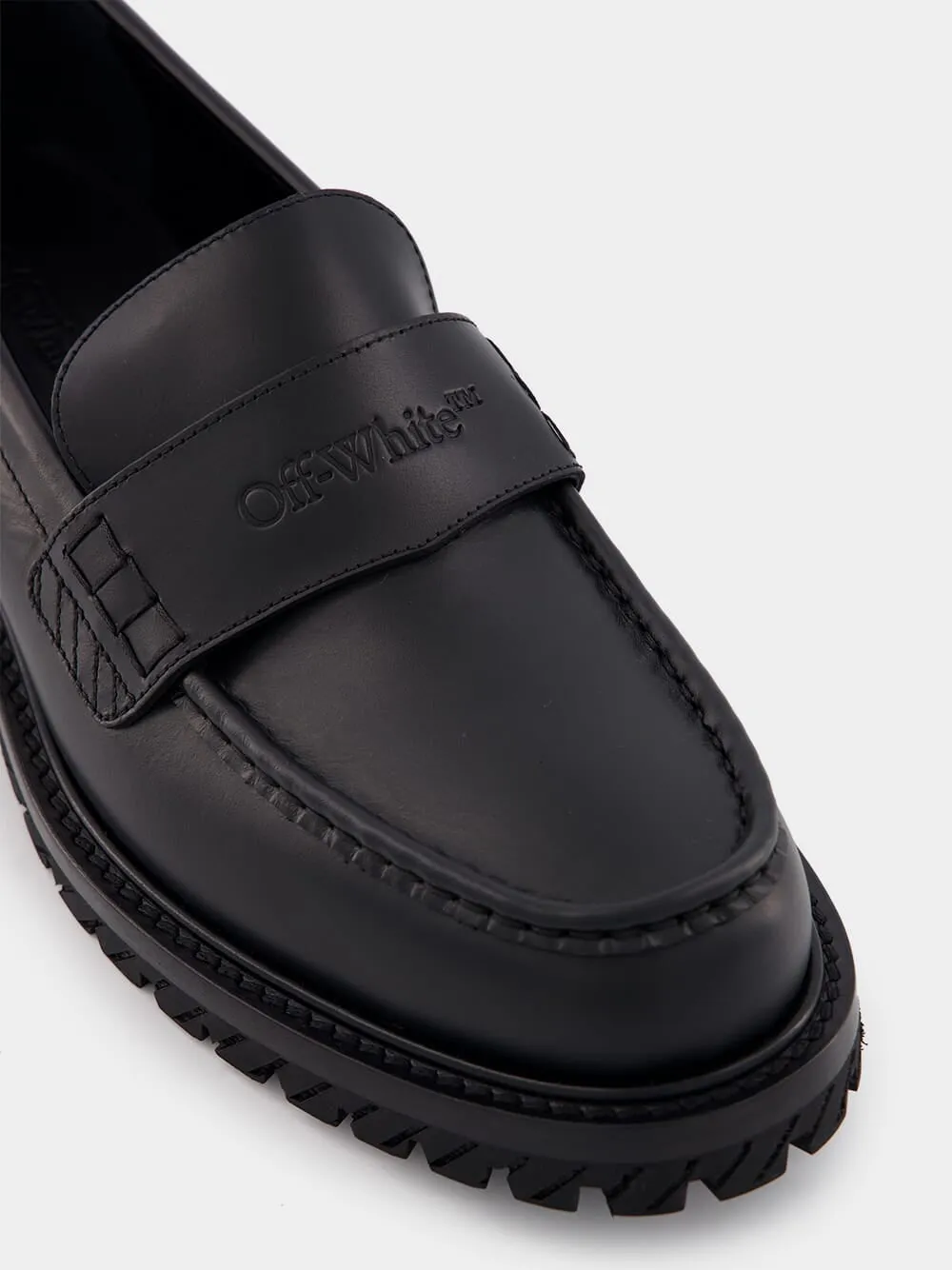 Leather Loafers with Debossed Logo