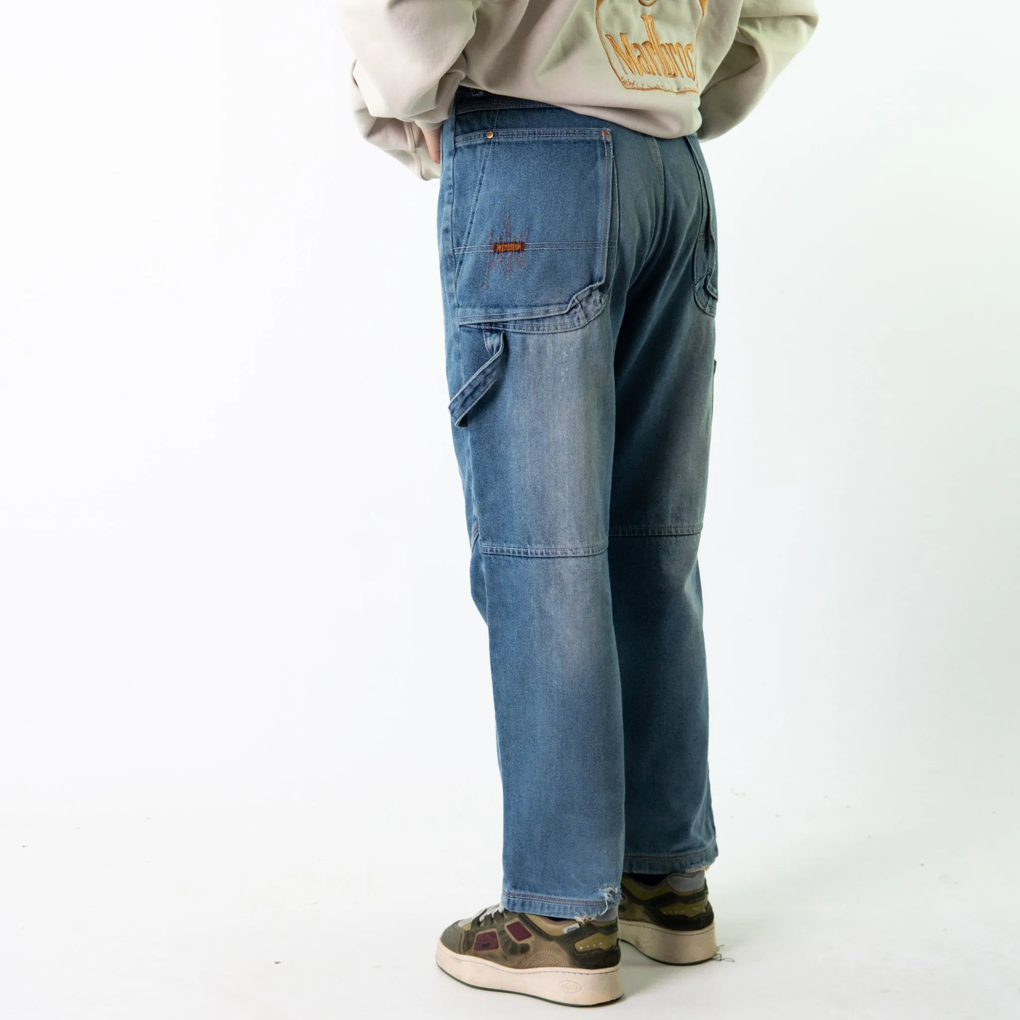 Light Blue Denim 90s Baggy Hip Hop  Cargo Skater Trousers Pants Jeans (28x29)